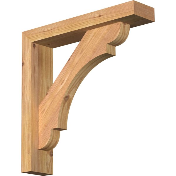 Ekena Millwork Olympic Block Smooth Bracket w/ Offset Brace, Western Red Cedar, 3 1/2"W x 16"D x 16"H BKT0402X16X16OLY05SWR - main